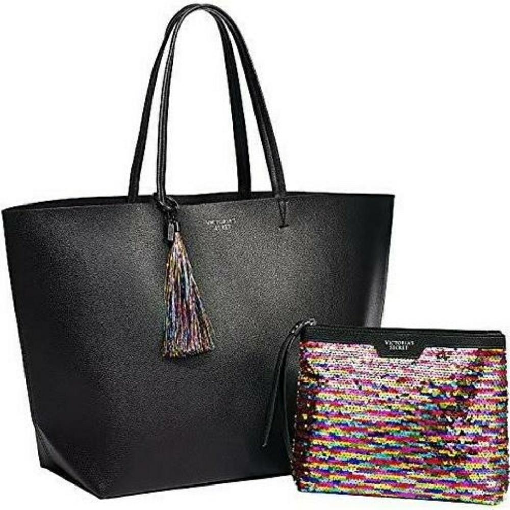 Victoria Secret Black Tassel Tote